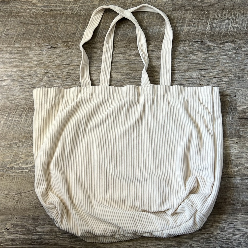 Sezane Ribbed Creme Tote Bag OS - Picture 2 of 4